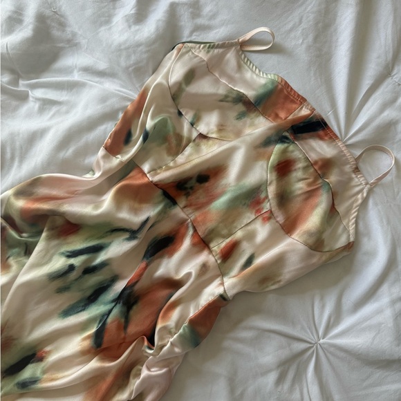 Multi-coloured satin midi dress - Picture 1 of 4